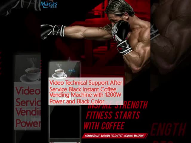 Video Technical Support After Service Black Instant Coffee Vending Machine With 1200W Power And Black Color