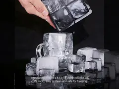Ice Cube Trays – Large Silicone Ice Cube Mold For Freezer – Makes 8 Giant Whiskey Ice Cubes, Square Silicone Molds (2 Pack)