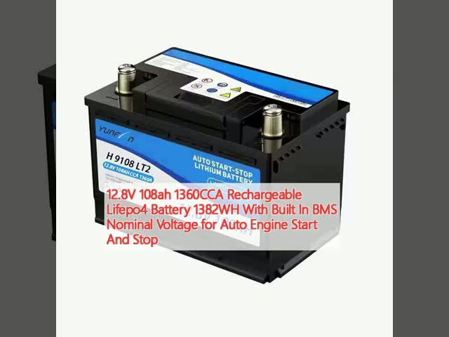 12.8V 108ah 1360CCA 再充電可能なライフポ4 バッテリー 1382WH 自動車エンジンの起動と停止のためのBMS名義電圧内蔵