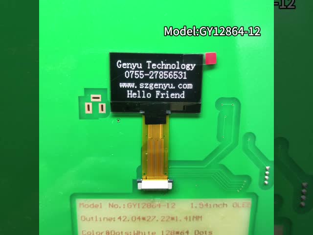 High Contrast 1.54'' OLED Display White Color 128x64 Resolution SPD0301 24pin FPC