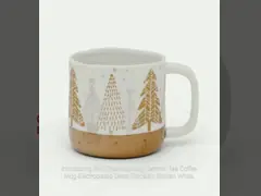 Weihnachtsbecher Keramischer Teebecher Kaffeebecher Elektroplattiert Dekal Porzellan Goldweiß