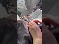 Computarizado debe fijar almohadillas a los orificios de los brazos y recortar el borde de la máquina de coser video