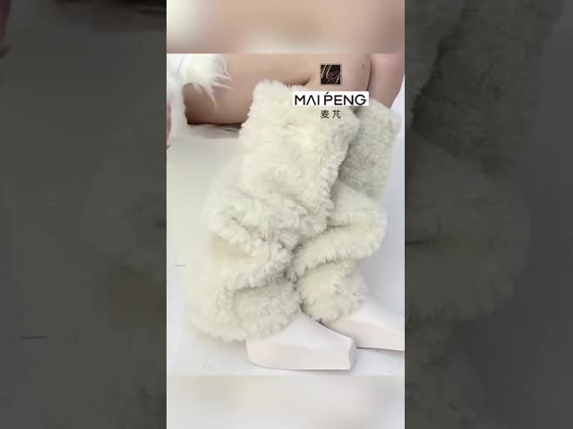 Winter Fluffy Women Leg Warmers Fleece Stacked Thick Fashionable Leg Warmers