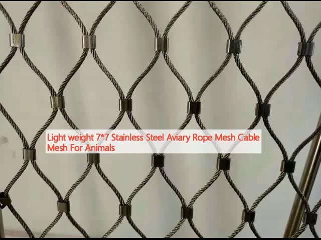 Light weight 7*7 Stainless Steel Aviary Rope Mesh Cable Mesh For Animals