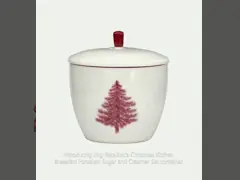 Christmas Kitchen Breakfast Porcelain Sugar And Creamer Set Container Ceramic With Lid And Holder