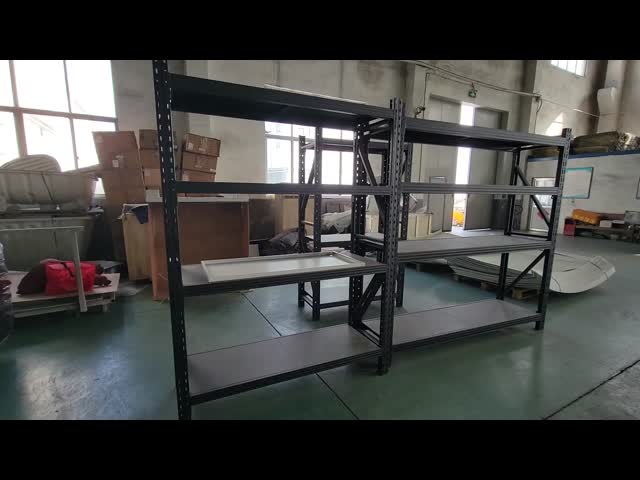 Custom Heavy Duty Shelving 300 Kg Layer Garage Black 4 Tier Warehouse Storage Metal Stacking Shelf Rack Unit For Warehouse