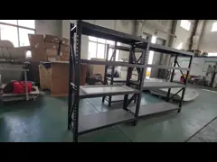 Custom Heavy Duty Shelving 300 Kg Layer Garage Black 4 Tier Warehouse Storage Metal Stacking Shelf Rack Unit For Warehouse