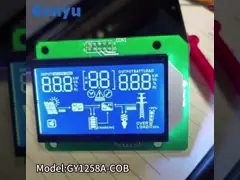 Custom Segment LCD Display HTN Blue Negative White Characters 12 O'Clock Viewing