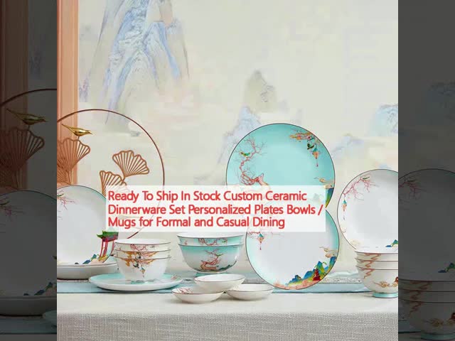 Ready To Ship In Stock Custom Ceramic Dinnerware Set Personalized Plates Bowls / Mugs for Formal and Casual Dining