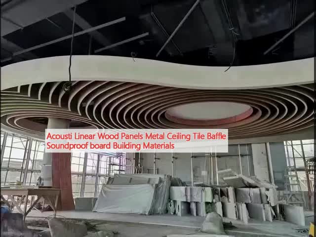 アコースティック 線形 木材 パネル メタル 天井タイル バフル 防音板 建材
