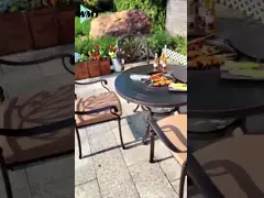 Moderner Stil Fest rotierender Outdoor-Tisch und Stühle mit optionaler Rattanfarbe