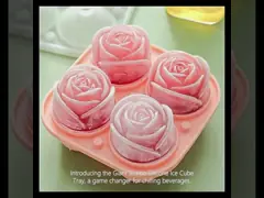 Rose Ice Cube Mold,Bongpuda Silicone Ice Cube Tray,4 Cavity Silicone Rose Ice Ball Maker,Easy Release,For Chilling Cocktails, Whiskey, Bourbon And Juice Drinks