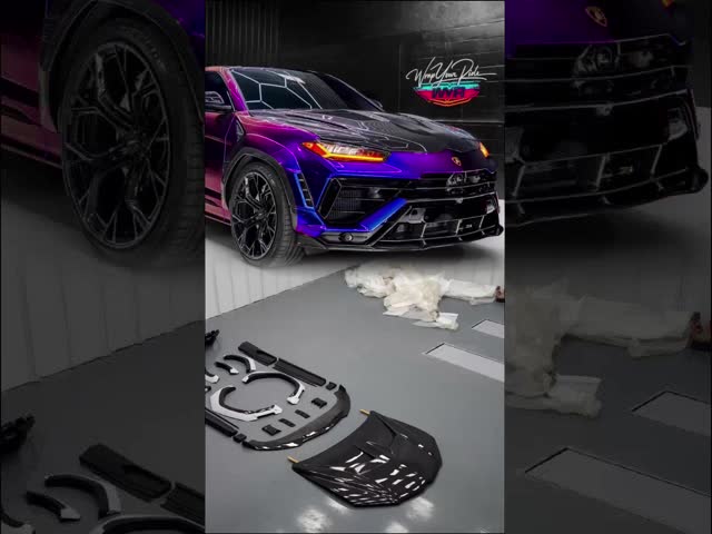 ランボルギーニ ウルス カーボンファイバーボディ キット URUS 1016 スタイル カーボンファイバー フロントリップディフューザー スポイラー フード ホールアーチ