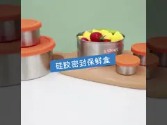 350ml Kontainer penyimpanan makanan logam yang dapat ditumpuk dengan tutup silikon anti bocor