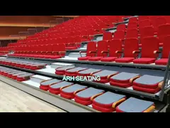 White Armchair Telescopic Bleacher Seating System Remote Control