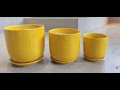 Potes cerámicos redondos blancos brillantes y modernos para decoración de plantas interiores y exteriores