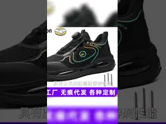 Swivel Button Black Safety Shoes With Kevlar Midsole And Rubber Sole
