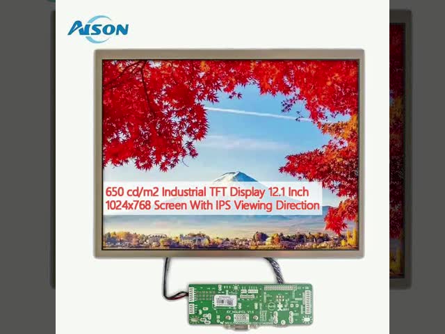 12.1 インチ 1024×768 インチ インダストリアル TFT ディスプレイ IPS 視野方向 650 cd/m2