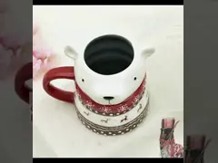 كوب 3D رجل الثلج من البورسلين السيراميكي كوب عيد الميلاد السيراميكي 3D كوب في تصميم سانتا