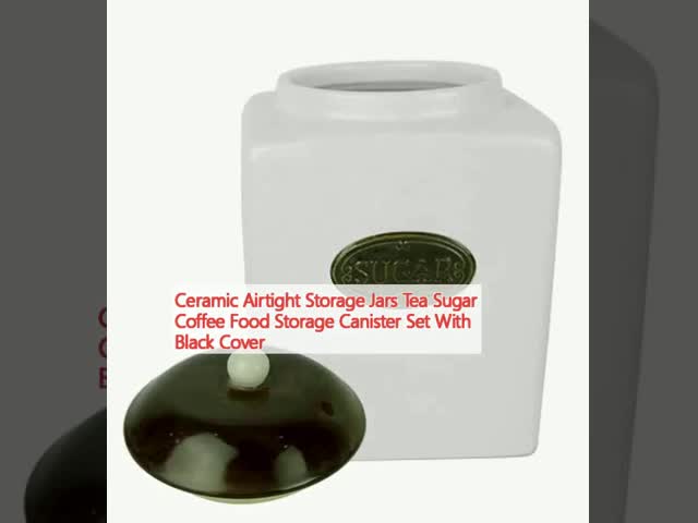 空気密度の高いセラミック 貯蔵器 お茶 砂糖 コーヒー 食品 貯蔵器 黒い蓋付き