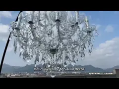 Heißer Verkauf 3 Meter hoher Metallstand mit 18 Köpfen glänzenden Kristallleuchter