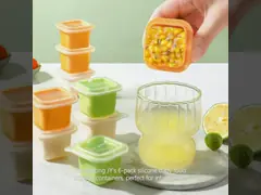6 Pack Silicone Baby Food Storage Containers 4 Oz Leak Proof for Infants Kids Babies , Microwave Dishwasher Safe BPA Free Ice Cube Tray