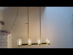 Euro Style 42in Gold Kitchen Island Chandelier Modern Clear Glass Shade