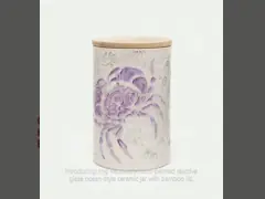 جرة القهوة السيراميكية الصامدة على الهواء الجرعة اليدوية الجليد التفاعلي أسلوب المحيط الجرعة السيراميكية السائبة مع غطاء الخيزران