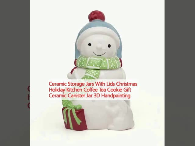 蓋付きセラミック貯蔵器 クリスマス 休日 キッチン コーヒー お茶 クッキー ギフト セラミック キャニスター 瓶 3D 手絵
