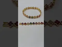 Rainbow Brass Gold Tennis Bracelet OEM ODM Cubic Zirconia Tennis Bracelet