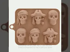 Silicone Ice Cube Tray 3D Skull Ice Mold-2Pack Easy Release For Whiskey Cocktails And Juice Beverages