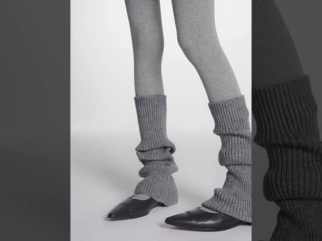 Winter Trendy Women Leg Warmers Woven Labels Cable Knit Leg Warmers Socks