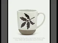 Ceramic Coffee Cup Handmade Harvest Coffee Mug Stoneware Mugs Gift 3D Silk Print Five Leaves