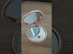 Rose Gold Metal Compact Mirror Foldable Engraved Pocket Mirror 1cm Thick