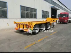 Contenedor de tipo esqueleto Semi remolque amarillo Excelente capacidad de carga 3 ejes Contenedor de tracción
