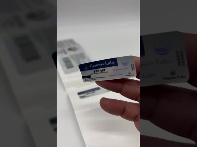 Etiquetas de frascos de vinil de 10 ml de adesivo forte para laboratórios de nanotecnologia da marca Testo E com efeito de laser brilhante