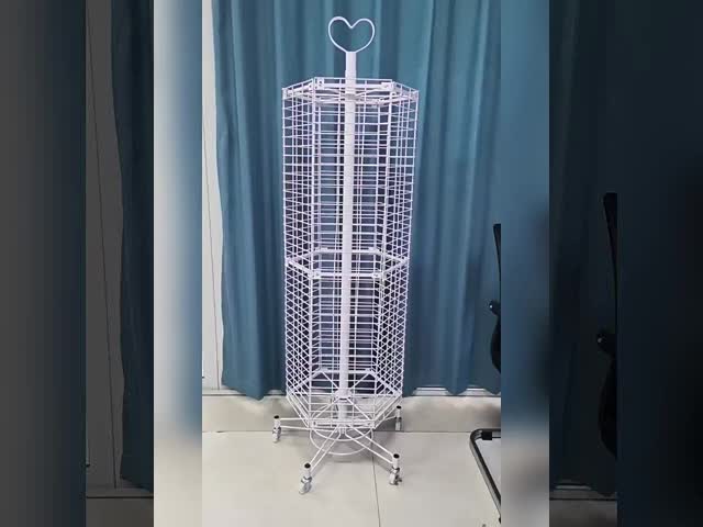 Supermarket Metal Mesh Shelves Rotating Heavy Duty Shelving On Casters 134cm