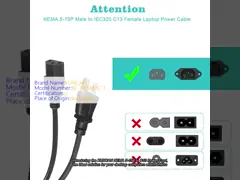 16AWG IEC320 3Pin tot C13 NEMA USA Universele wisselstroomkabel in zwart/wit