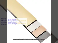 Gepersonaliseerd Zwart Zilver Kleur 304 Gepoetste SS Baseboard Kleur Goud Champagne Goud Spiegel Gepolijst 316L roestvrij staal Trim