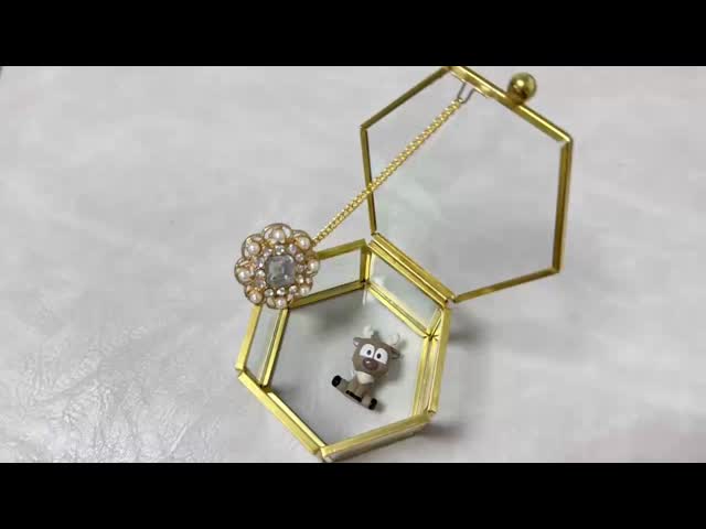 S3.5*7*5 六角型温室ガラス宝石収納箱