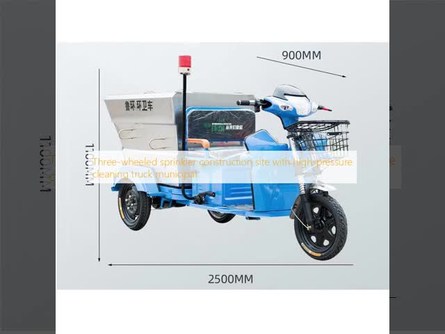 Three-wheeled sprinkler construction site with high-pressure cleaning truck municipal