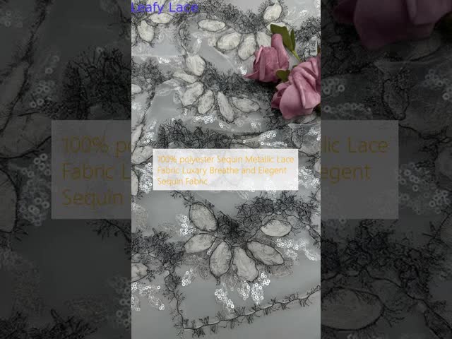 100% Polyester Sequin Metallic Lace Fabric Luxury Breathe And Elegent Sequin Fabric