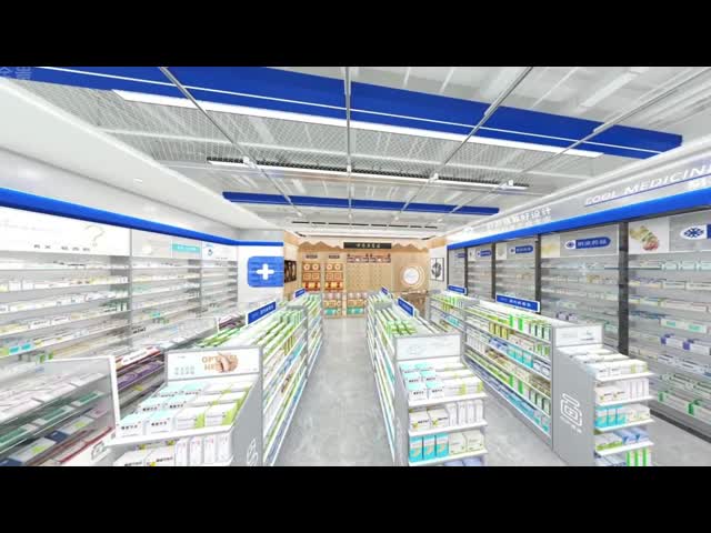 01-XDKJS001, ハイショウの近代的なテクスタイルの薬局店 86平方メートルの内 34つの主要装置を備えています $9,393予算