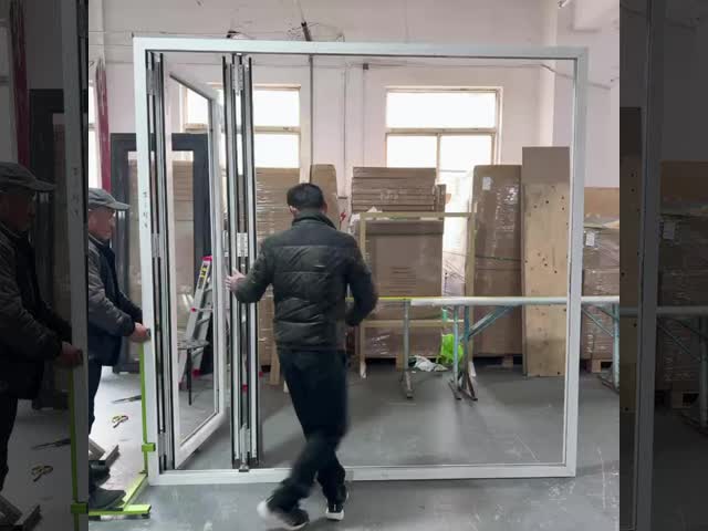 Thermal Break Aluminum Folding Doors Double Tempered Glass