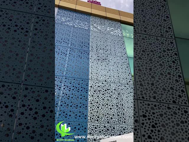 Customized Dimensions Powder Coated Perforated Aluminum Facade Panel with 1600x4000mm Max Size for Architectural Cladding