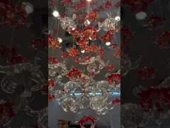 Modern Villa Loft Apartment Stair Light With Three Colors Changing Crystal Chandelier