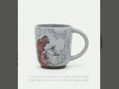 Custom Printed Coffee Mugs Animal Ceramic Mug With 3D Decal On Glaze For Harvest