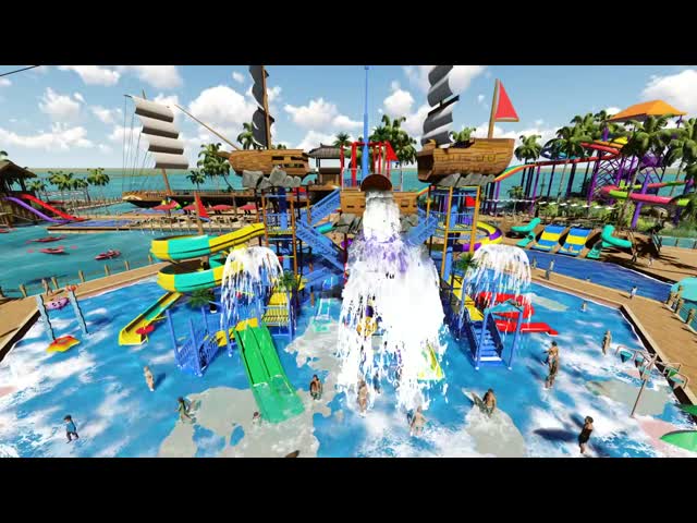 All Ages Outdoor Water Playground Aquatic Playground Equipment Customization