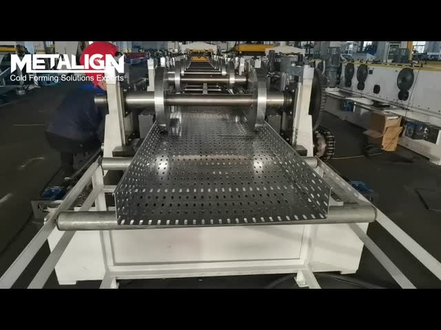 Heavy Duty Cable Tray Roll Forming Machine With Adjustable Width Dual Wall Structure And Hydraulic Punching