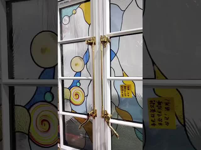 Waterproof 6063-T5 Aluminium Casement Windows Geometric Colored Glass Pattern